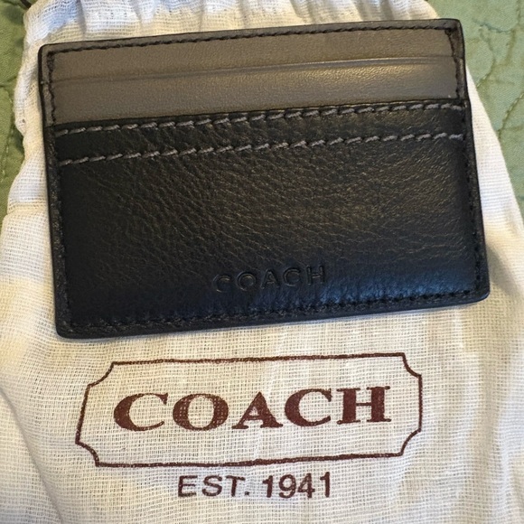 Coach Two-Tone Leather Card Holder - Picture 1 of 4